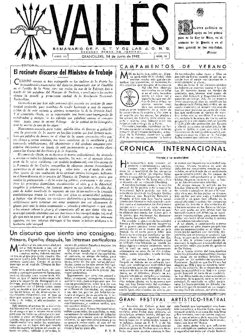Vallés, 14/6/1942 [Ejemplar]