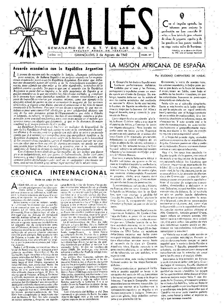 Vallés, 2/8/1942 [Issue]