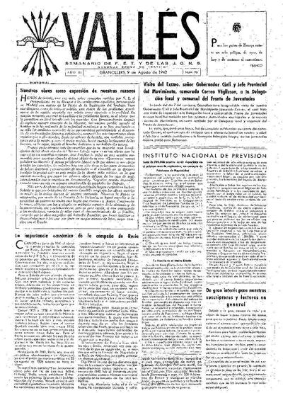 Vallés, 9/8/1942 [Ejemplar]