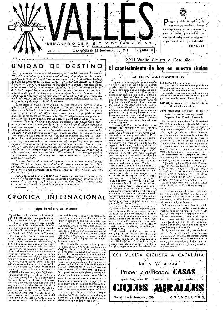 Vallés, 12/9/1942 [Exemplar]