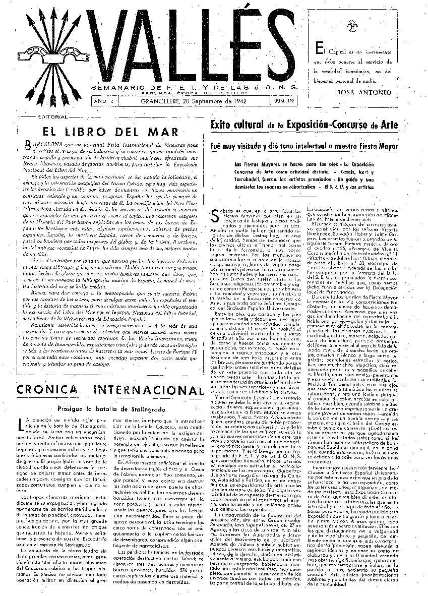 Vallés, 20/9/1942 [Ejemplar]
