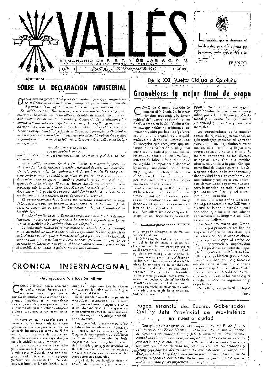 Vallés, 27/9/1942 [Issue]