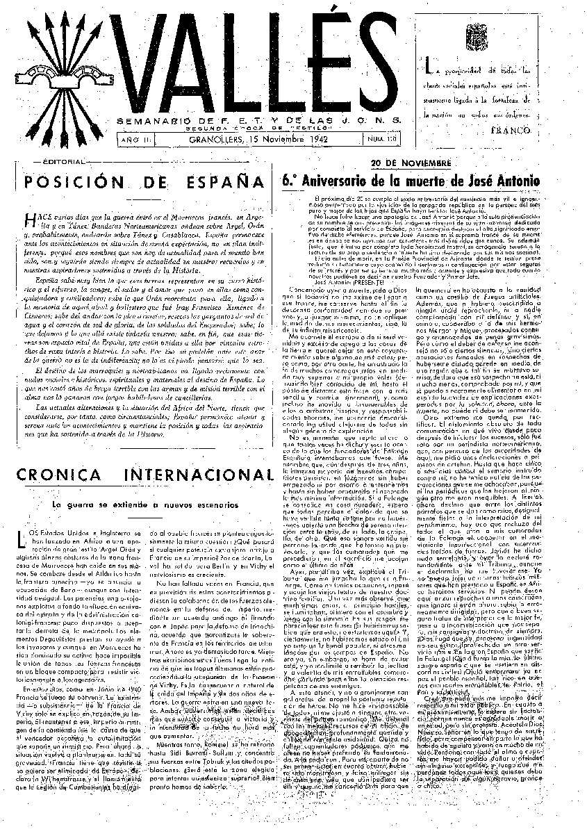Vallés, 15/11/1942 [Ejemplar]