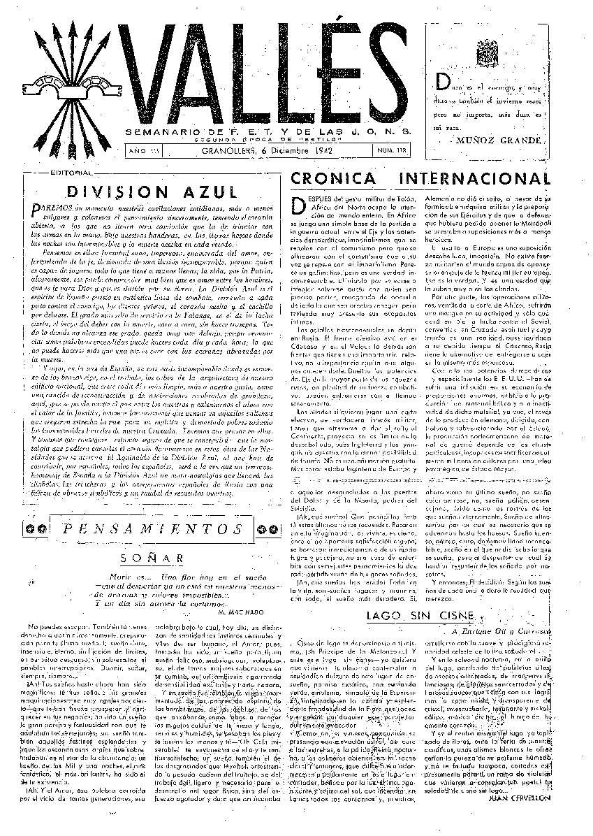 Vallés, 6/12/1942 [Ejemplar]