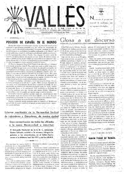 Vallés, 14/2/1943 [Ejemplar]