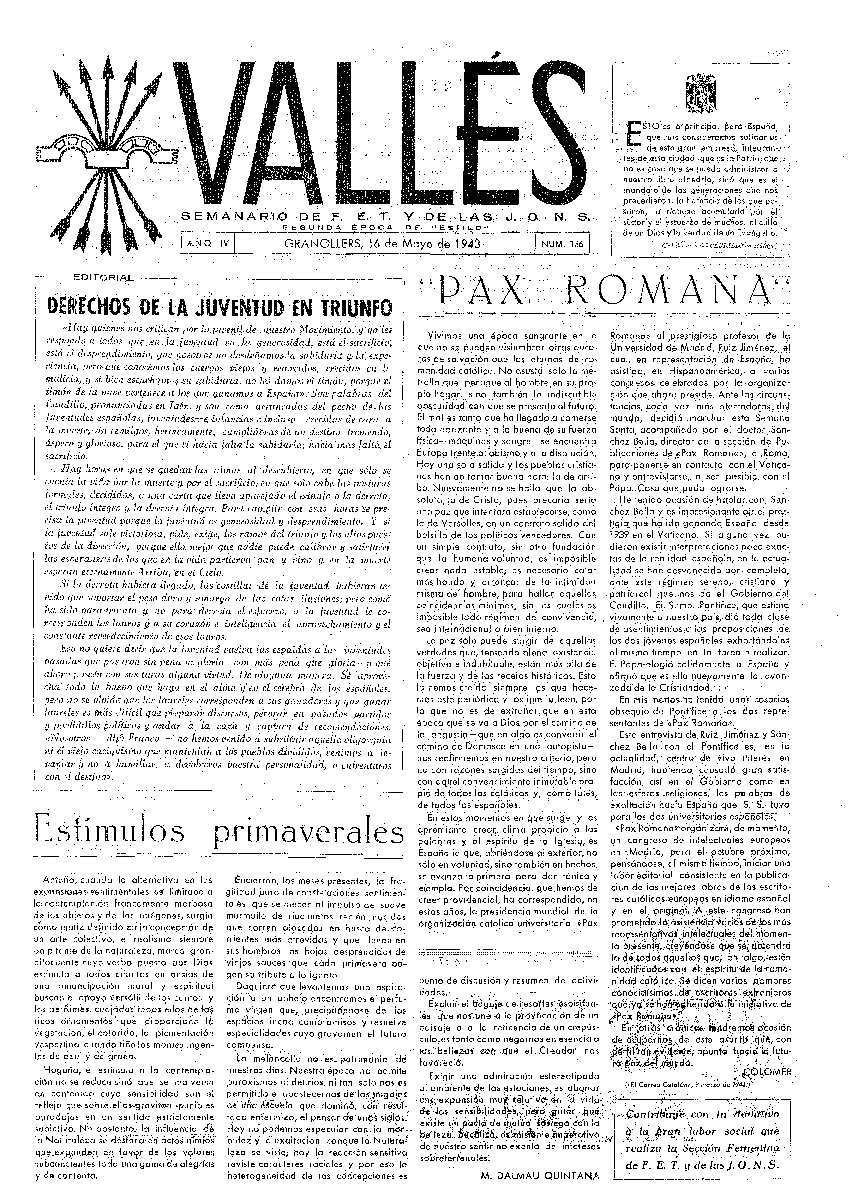 Vallés, 16/5/1943 [Ejemplar]