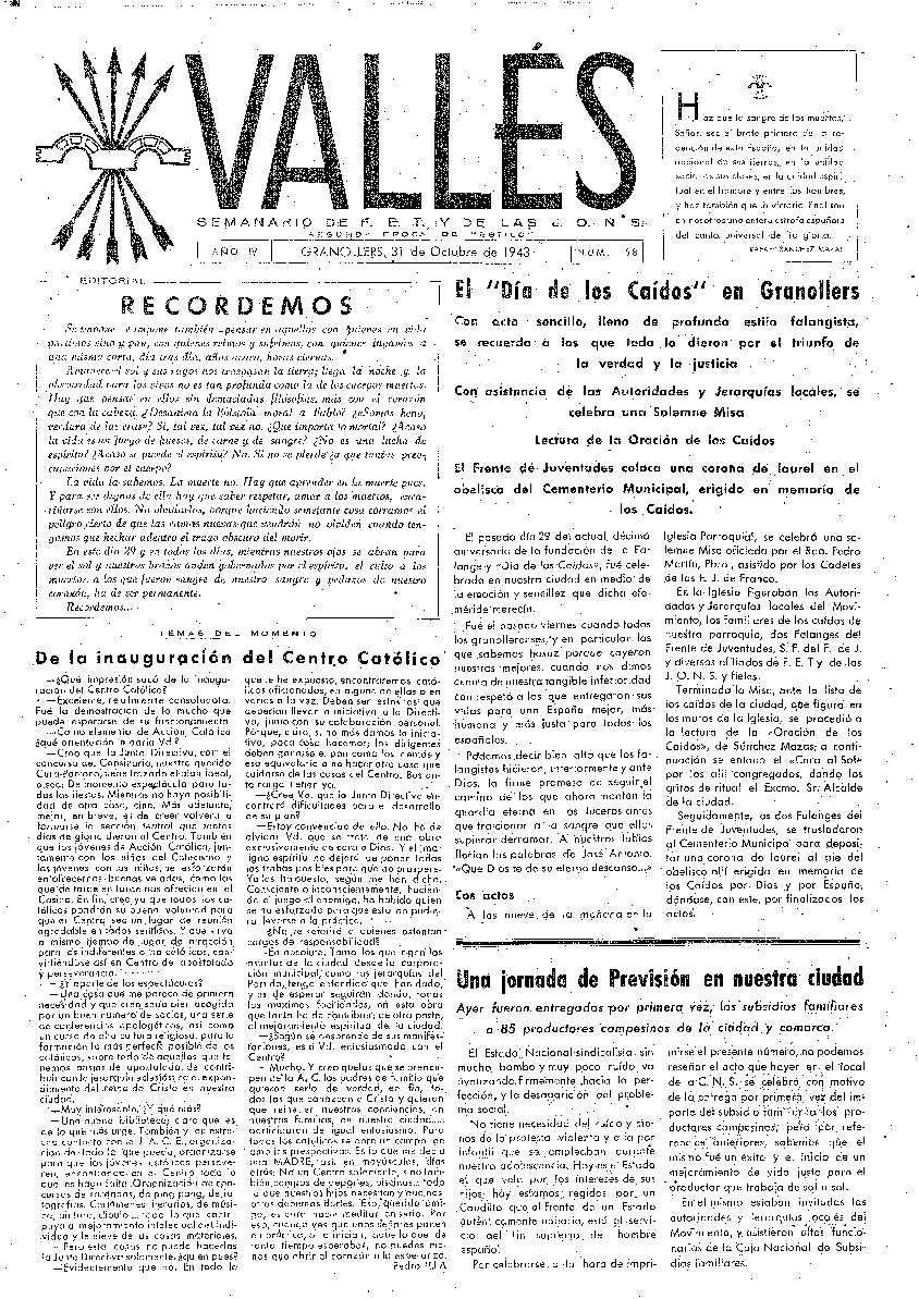 Vallés, 31/10/1943 [Ejemplar]