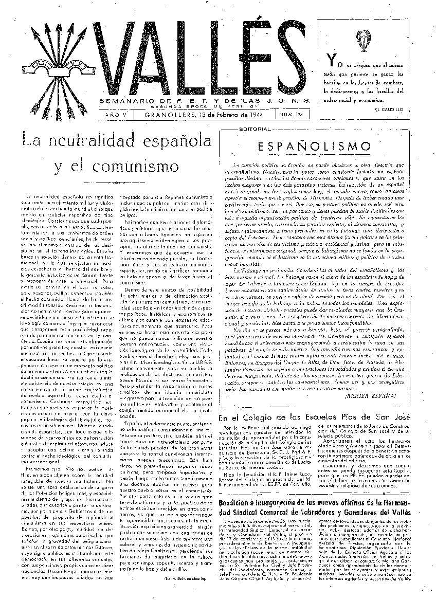 Vallés, 13/2/1944 [Ejemplar]
