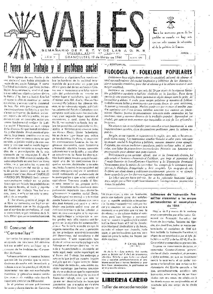 Vallés, 19/3/1944 [Ejemplar]