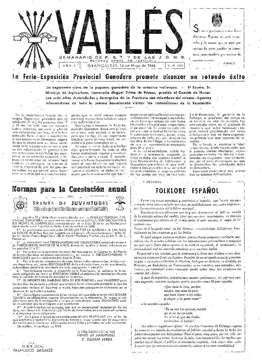 Vallés, 14/5/1944 [Ejemplar]