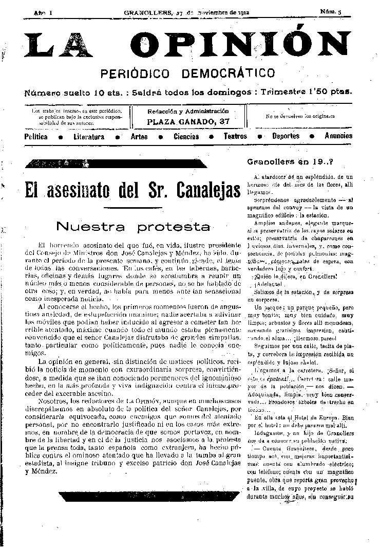 La Opinión , 17/11/1912 [Issue]