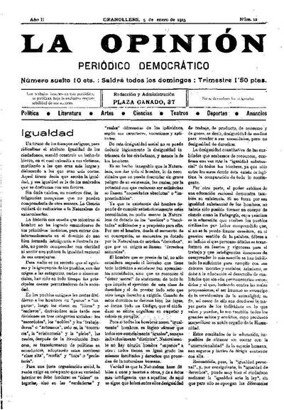 La Opinión , 5/1/1913 [Exemplar]