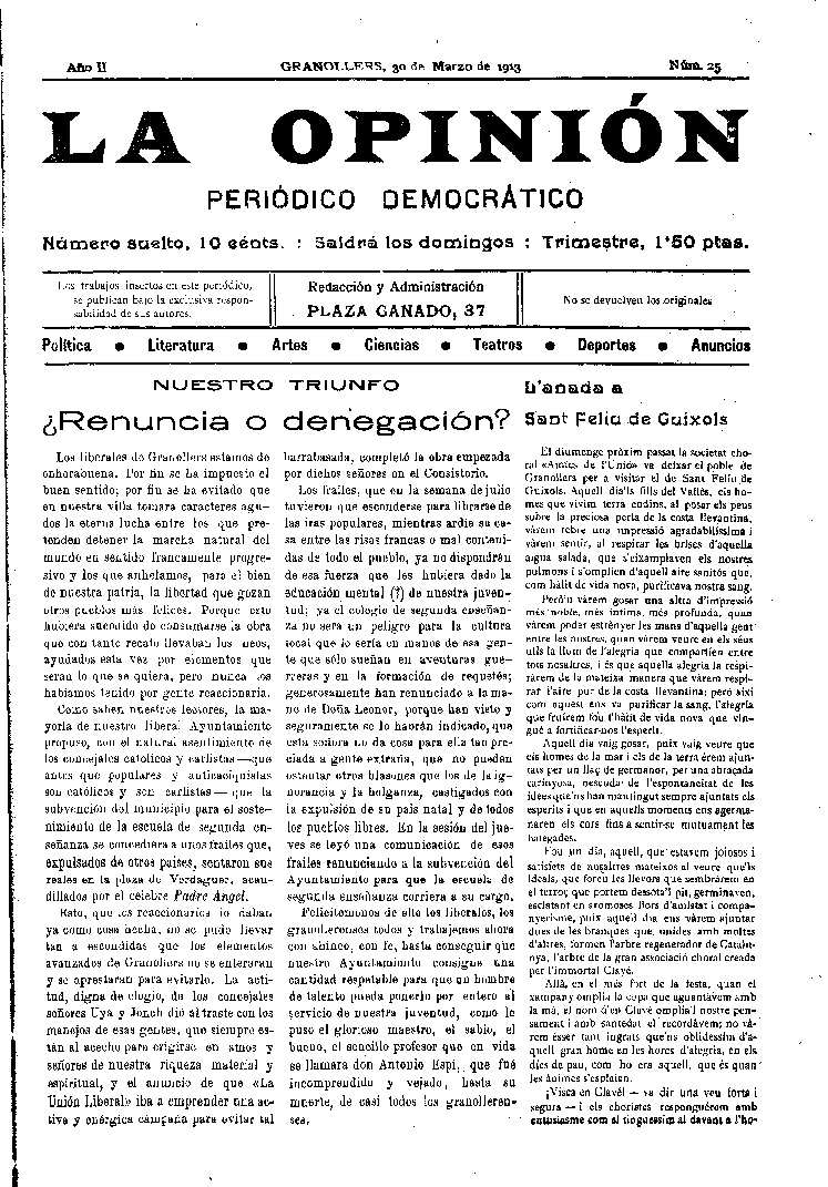 La Opinión , 30/3/1913 [Issue]