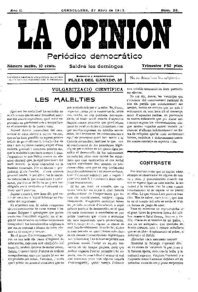 La Opinión , 27/4/1913 [Issue]