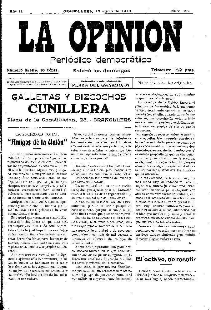 La Opinión , 15/6/1913 [Ejemplar]