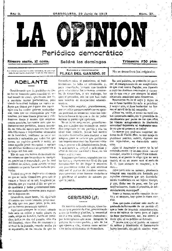 La Opinión , 29/6/1913 [Issue]
