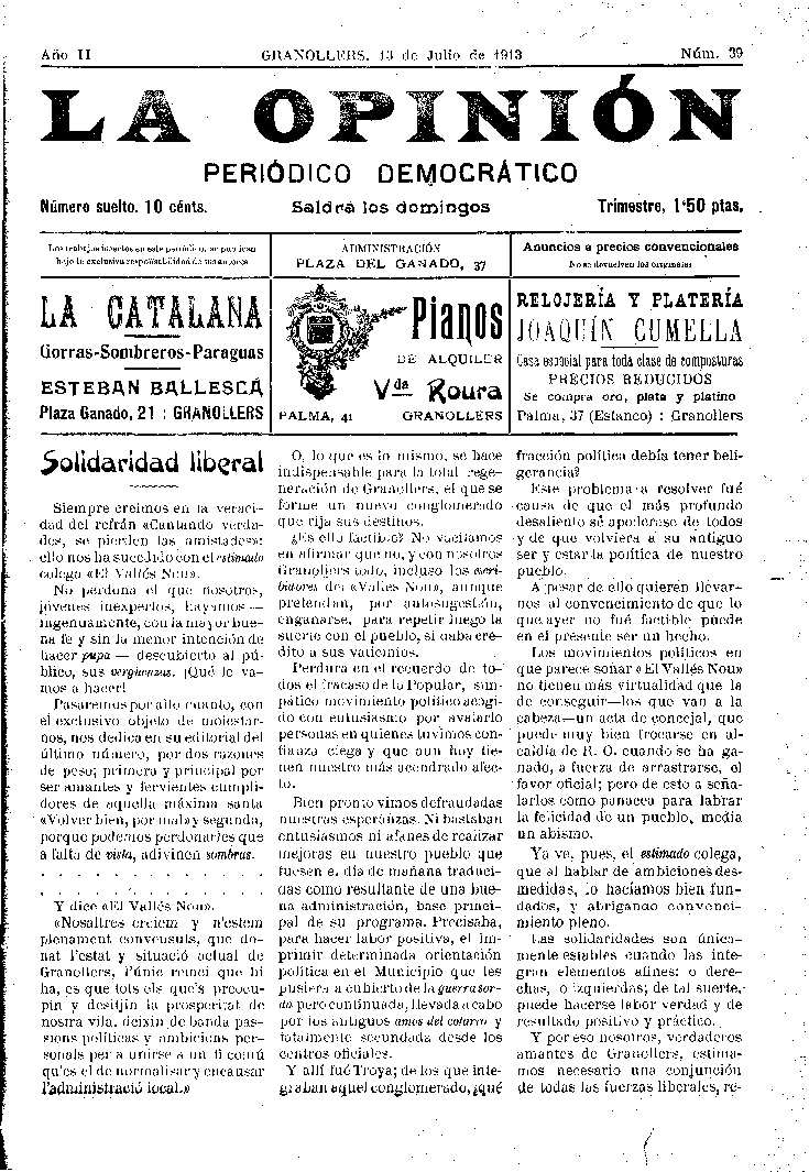 La Opinión , 13/7/1913 [Exemplar]