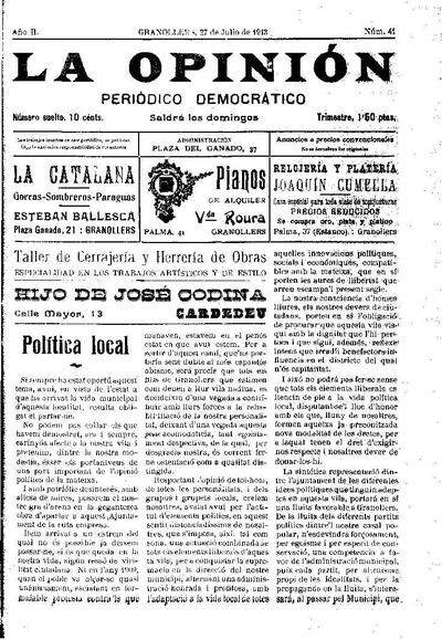 La Opinión , 27/7/1913 [Ejemplar]