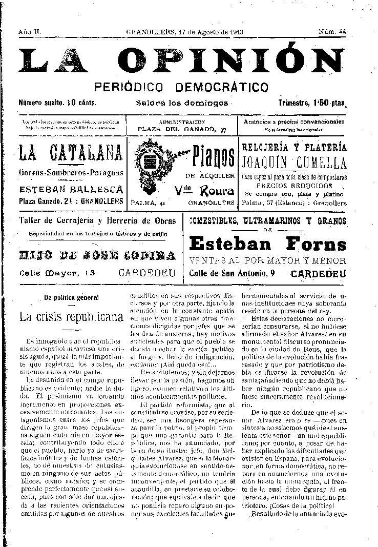 La Opinión , 17/8/1913 [Exemplar]