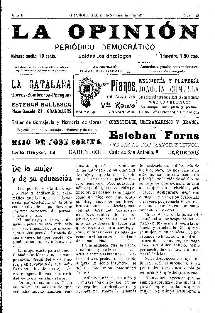 La Opinión , 28/9/1913 [Issue]