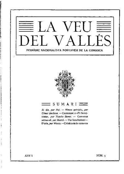 La Veu del Vallès [1919], 23/3/1919 [Issue]