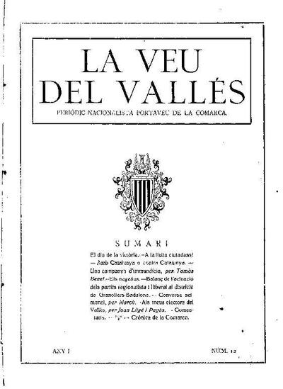 La Veu del Vallès [1919], 31/5/1919 [Ejemplar]