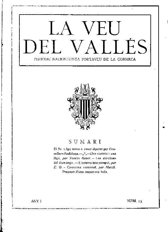 La Veu del Vallès [1919], 8/6/1919 [Exemplar]