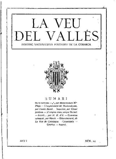 La Veu del Vallès [1919], 15/6/1919 [Ejemplar]