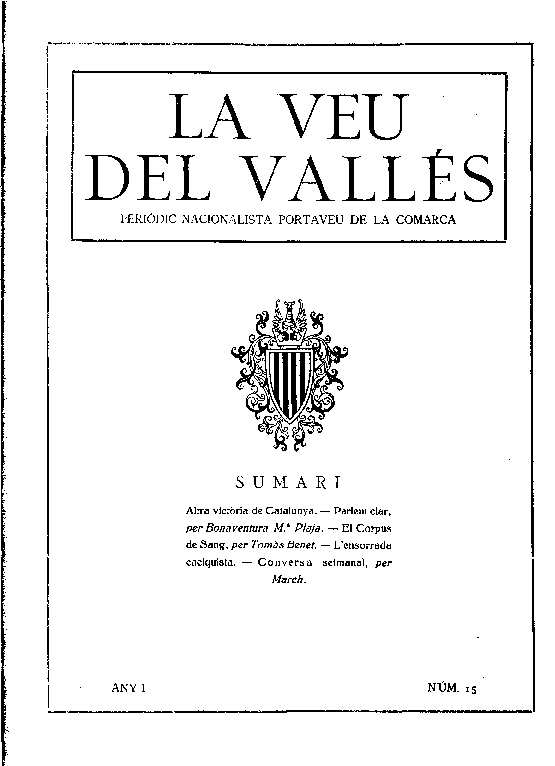 La Veu del Vallès [1919], 22/6/1919 [Issue]