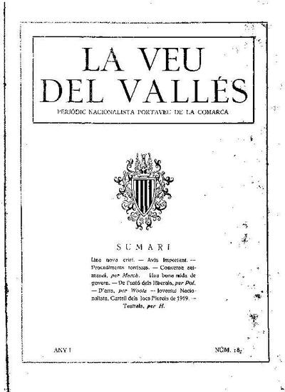 La Veu del Vallès [1919], 20/7/1919 [Ejemplar]