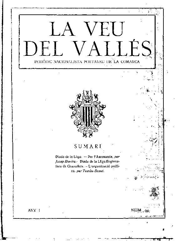 La Veu del Vallès [1919], 2/11/1919 [Ejemplar]