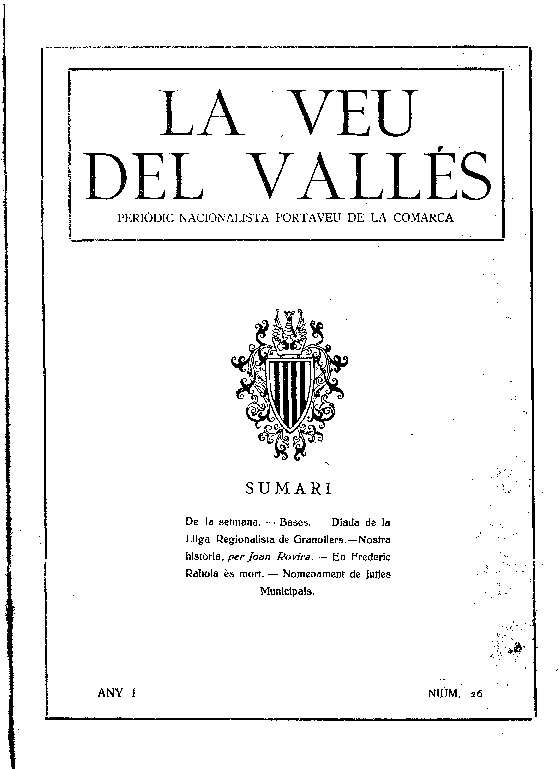 La Veu del Vallès [1919], 16/11/1919 [Ejemplar]