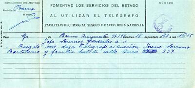 Telegrama del cap de Servicios Generales de Armamento, adreçat a l'alcalde de Granollers, demanant informació de la situació d'Irene Serrano Bartolomé [Document]