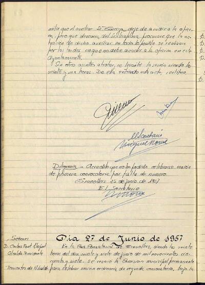 Actes de la Comissió Municipal Permanent, 25/6/1957, Diligència [Acta]