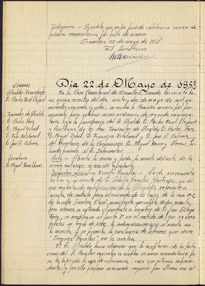 Actes de la Comissió Municipal Permanent, 20/5/1958, Diligència [Acta]