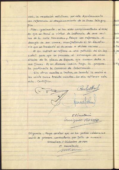 Actes de la Comissió Municipal Permanent, 1/12/1959, Diligència [Acta]