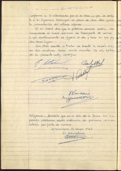 Actes de la Comissió Municipal Permanent, 17/5/1960, Diligència [Acta]