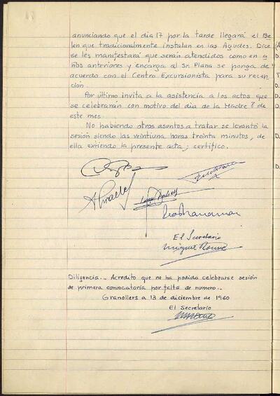 Actes de la Comissió Municipal Permanent, 13/12/1960, Diligència [Acta]