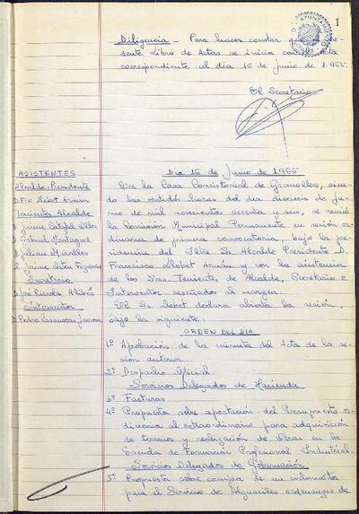 Actes de la Comissió Municipal Permanent, 16/6/1966, Diligència [Minutes]