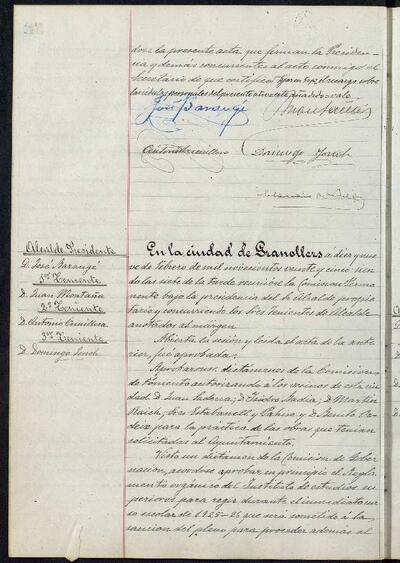 Actes de la Comissió Municipal Permanent, 19/2/1925, Sessió ordinària [Minutes]