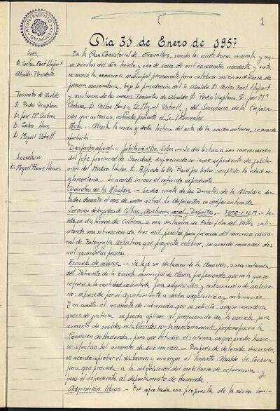 Actes de la Comissió Municipal Permanent, 31/1/1957, Sessió ordinària [Acta]