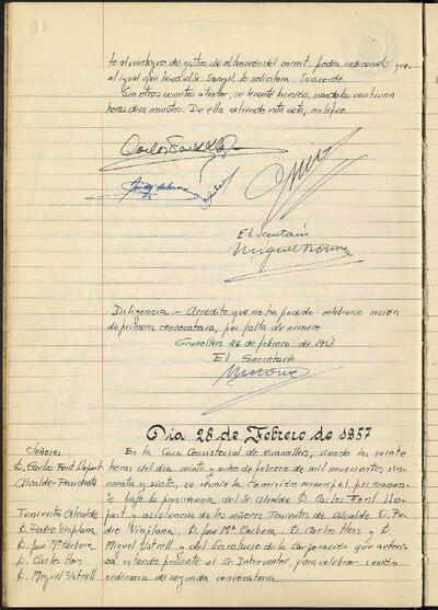 Actes de la Comissió Municipal Permanent, 28/2/1957, Sessió ordinària [Acta]