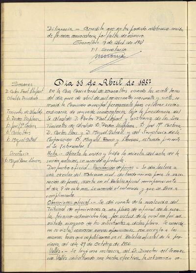 Actes de la Comissió Municipal Permanent, 11/4/1957, Sessió ordinària [Acta]