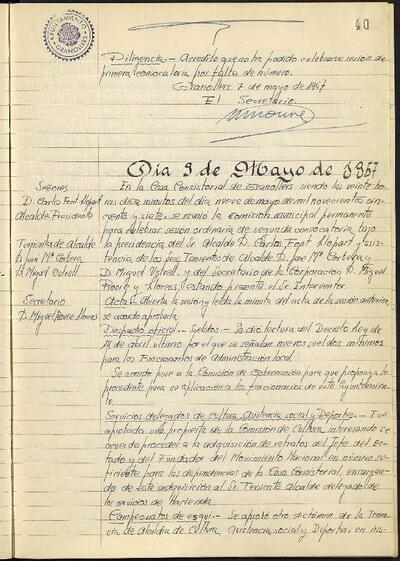 Actes de la Comissió Municipal Permanent, 3/5/1957, Sessió ordinària [Acta]