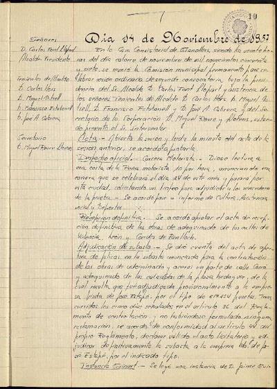 Actes de la Comissió Municipal Permanent, 14/11/1957, Sessió ordinària [Acta]