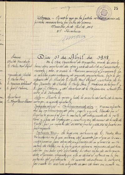 Actes de la Comissió Municipal Permanent, 17/4/1958, Sessió ordinària [Acta]