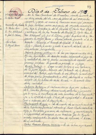 Actes de la Comissió Municipal Permanent, 5/2/1959, Sessió ordinària [Acta]