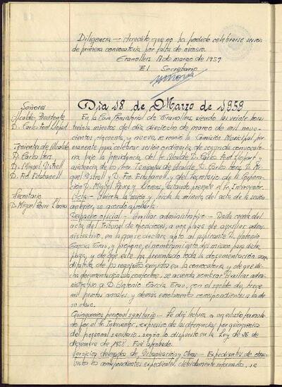 Actes de la Comissió Municipal Permanent, 18/3/1959, Sessió ordinària [Acta]