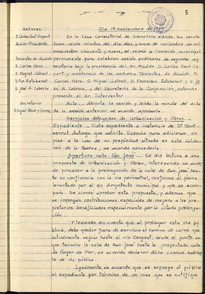 Actes de la Comissió Municipal Permanent, 19/11/1959, Sessió ordinària [Acta]