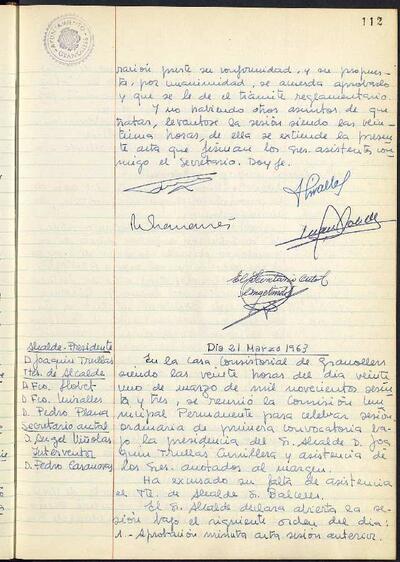 Actes de la Comissió Municipal Permanent, 21/3/1963, Sessió ordinària [Acta]